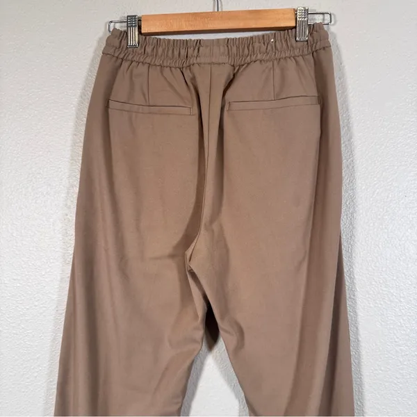 Zara Tan Straight Leg Drawstring Trouser Dress Pants Women’s S Casual Pull On - Image 10