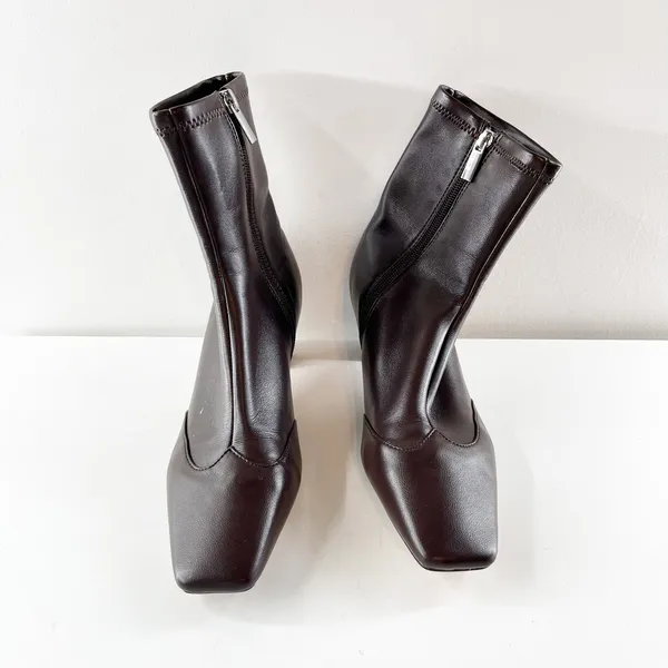 Steve Madden Jeter Sock Ankle Booties Kitten Heel Boots Brown 8 - Image 9