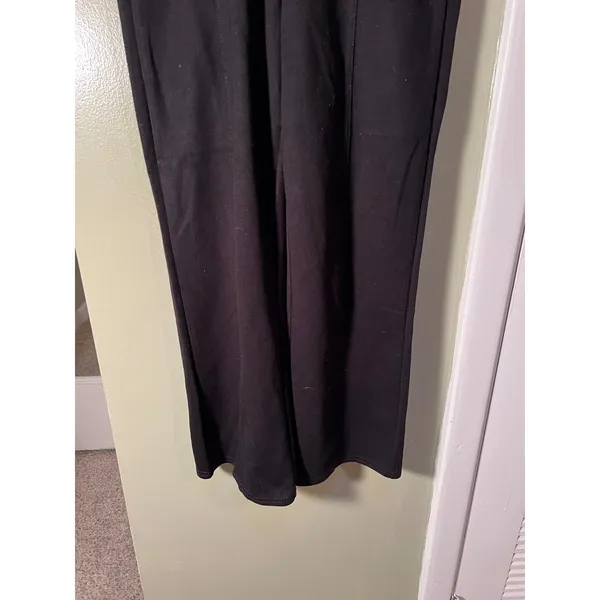 HUE Women's Size Medium Pontease Cropped Flare Pant Black Pull On Stretch U23544 - Image 5