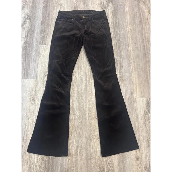 7 For All‎ Mankind A Pocket Velvet Flare Jeans Brown Low Womens Size 26 - Image 2