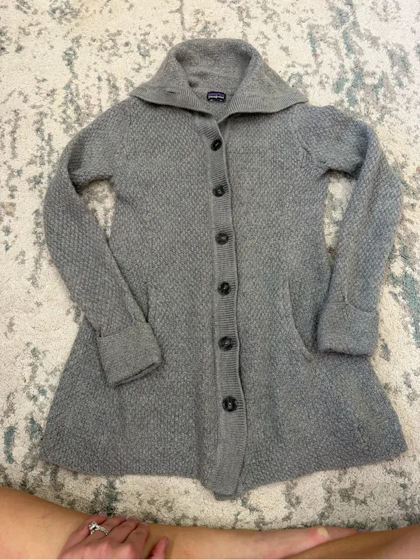 Patagonia Merino Sweater Coat XS Gray 100% Merino Wool Style 50460 - Image 2