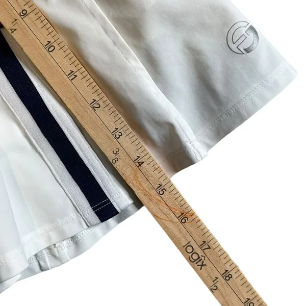 White Pleated Golf Skort Tenniscore Navy Stripe Country Club Athletic Skirt XS‎ - Image 14