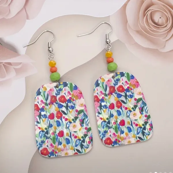 Handmade Colorful dangle‎ earrings - Image 4