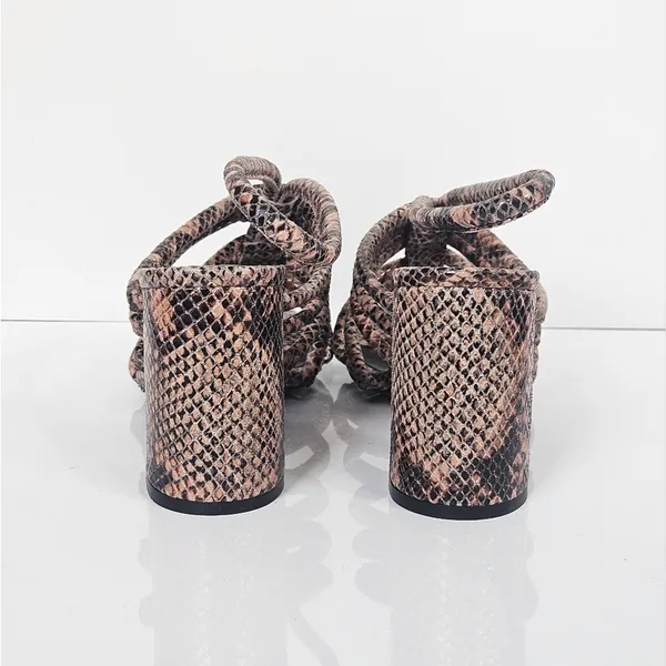 Free People‎ Colette Cinched Heel Python Snakeskin Size 36.5 Sandal - Image 11