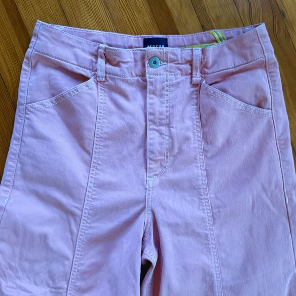 Maeve Anthropologie Delaney Clean-Seamed High-Rise Wide-Leg Jeans in Salmon Pink - Image 6