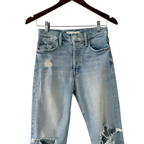 MOTHER The Superior Tomcat Confession High Rise Straight Distressed Jeans - Image 5