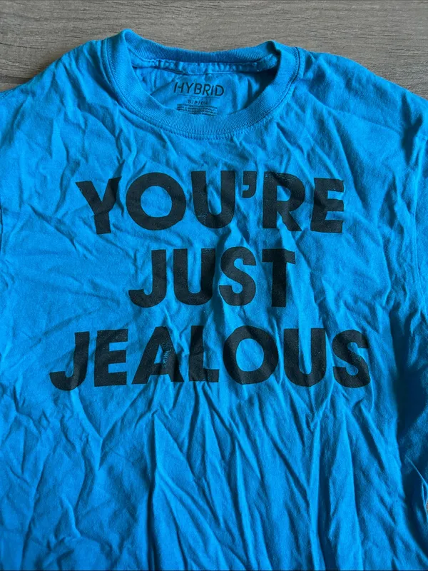 Hybrid Apparel Bright Blue Short Sleeve Tee with Bold Black Slogan - Image 3