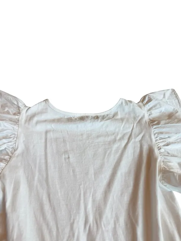 En Saison White A-Line Dress Flowy Sleeves Cotton Blend Stretch Size Medium - Image 9