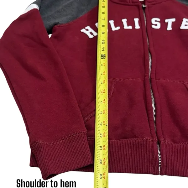 Hollister Y2K Spellout Zipper Hooded Jacket Academia‎ College Size M - Image 9