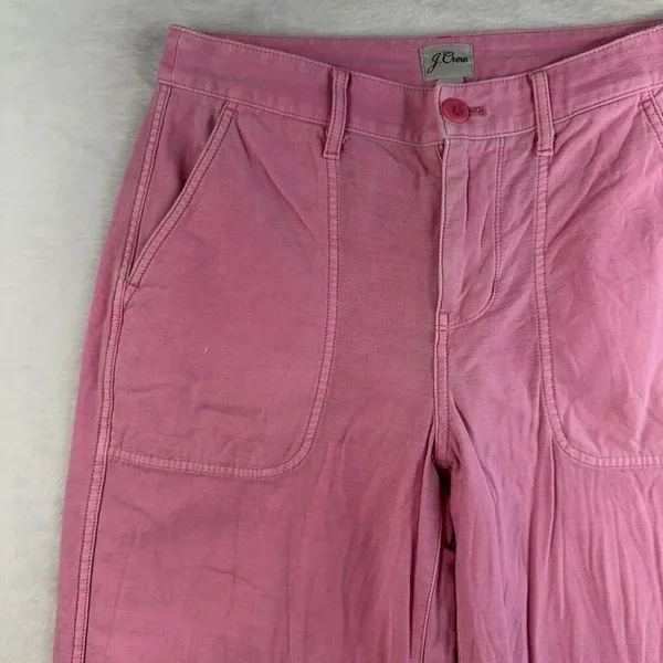 J. Crew Sz 4 Garment Dyed Foundry Pants Straight Leg Cotton Pink AP392 Woman's‎ - Image 4