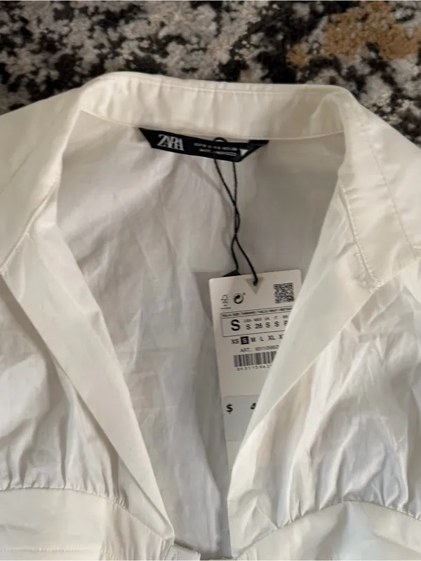 Zara White Cropped Bustier Blouse - Image 4