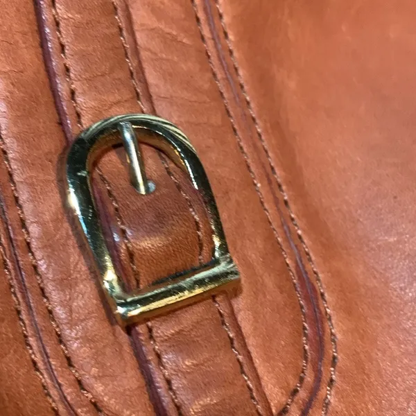Vintage 70s Brown Genuine Leather Clutch Purse Envelope Style Hand Bag - Image 3