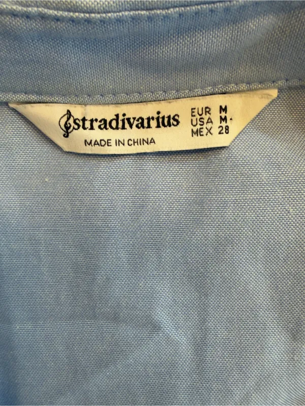 Stradivarius Light Blue Sleeveless Button-Down Tiered Dress - Image 3