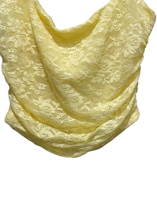 White Fox Let's Have Some Fun Lace Bustier Tank Top Lemon Yellow Size Small - Image 2