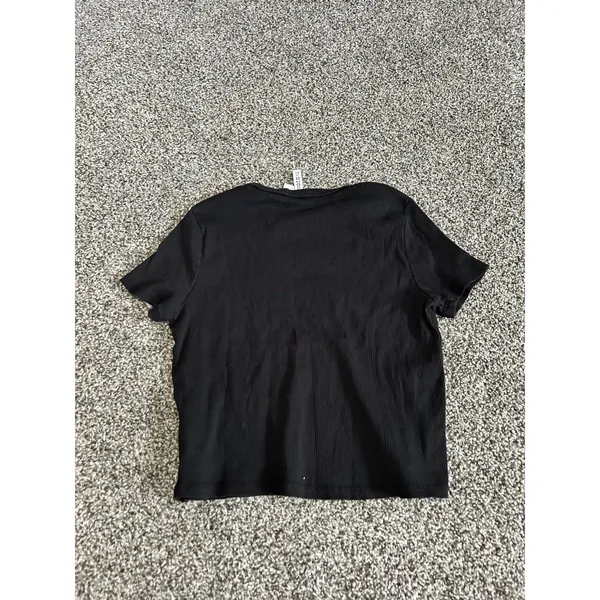 H&M Divided black ribbed short-sleeve crop top XL - Image 7