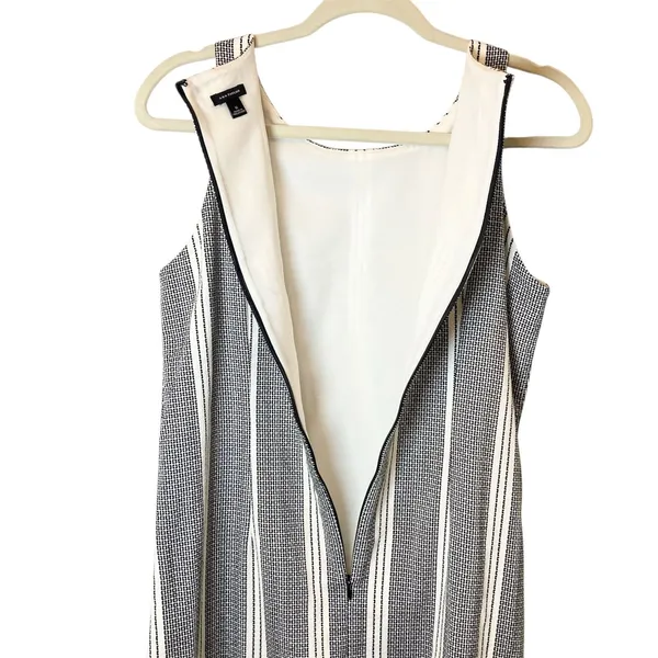 Ann Taylor Black & Cream Striped Sleeveless Sheath Shift Dress Size 6 EUC - Image 4
