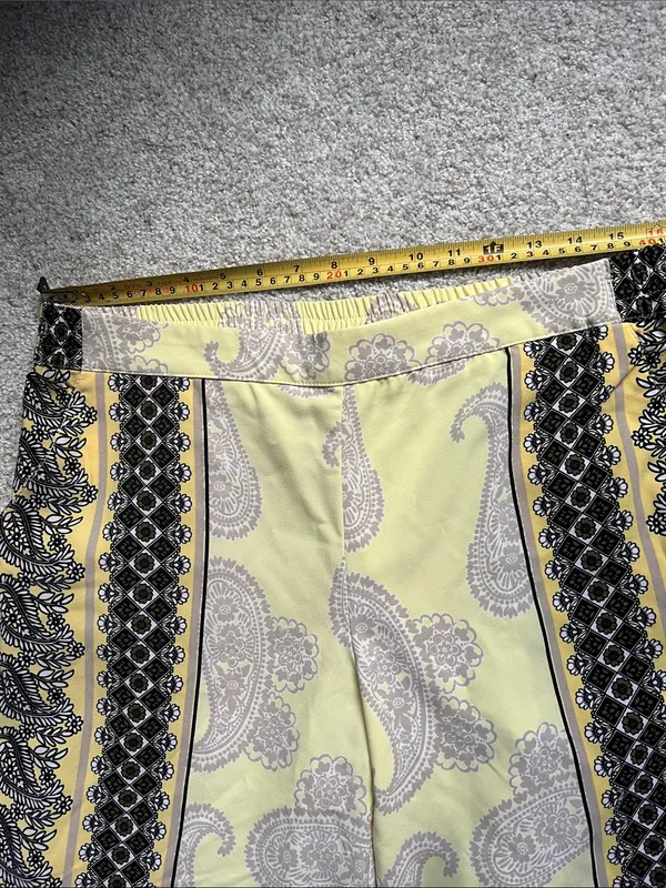 New York & Company Yellow Paisley Wide-Leg Pants with Black Border - Image 2