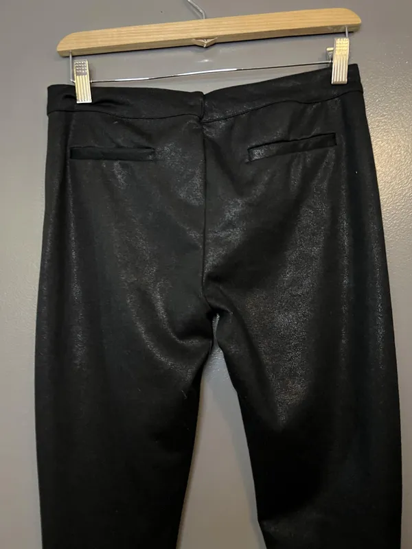 Chocolat Pants Womens Large Black Coated Ponte Skinny Faux Leather HP9429S - Image 5
