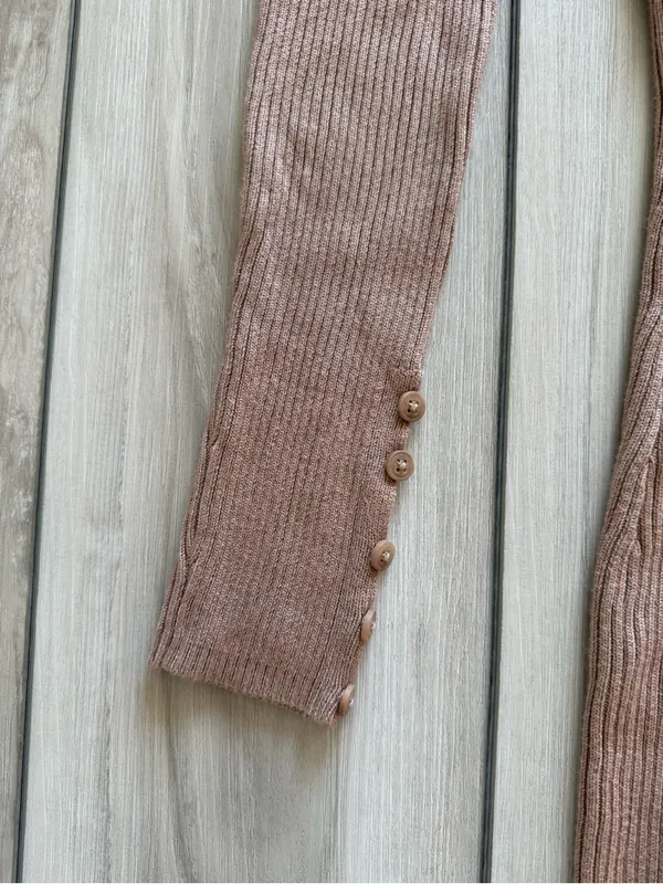 Abercrombie & Fitch Henley Ribbed Button Cuff Sweater Dress Tan Small NWT - Image 11