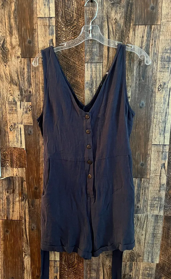 VICI - GARNER POCKETED BUTTON DOWN TIE ROMPER - NAVY - Image 2
