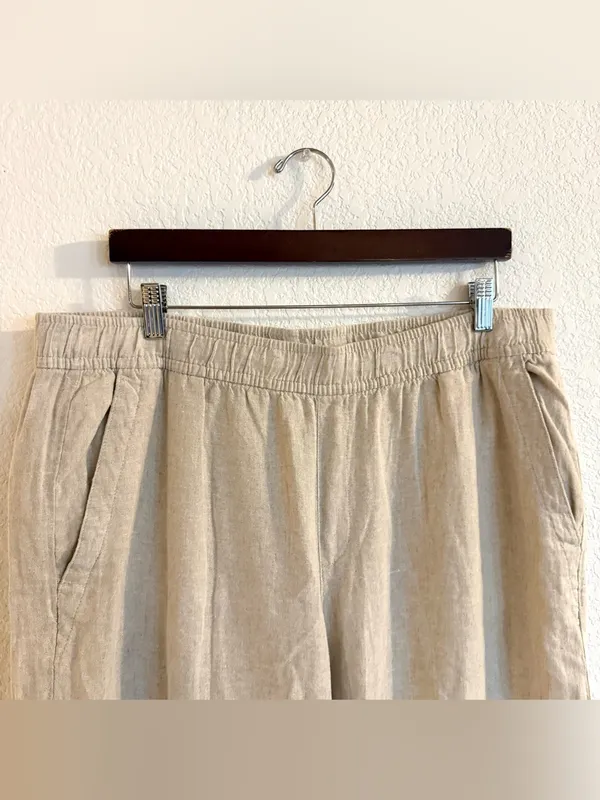 Old Navy Womens Pants Beige Linen Blend Pull On Wide Leg Size XL - Image 3