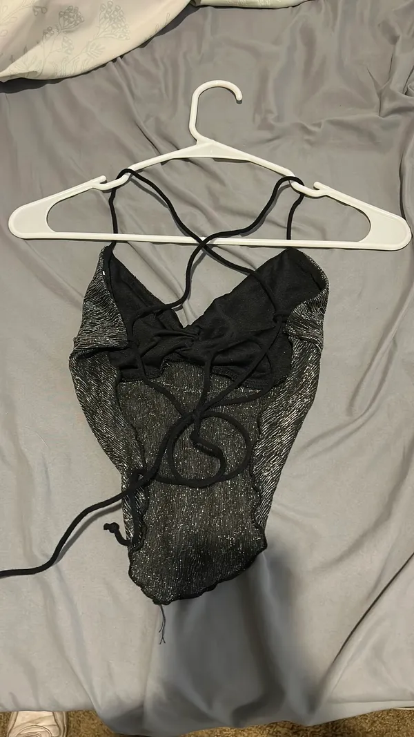 Silver and Black backless sheer top Gray Size XS - Image 2