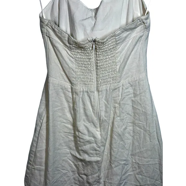 Abercrombie & Fitch White Linen Square Neck Sleeveless Halter Mini Dress Size S - Image 5