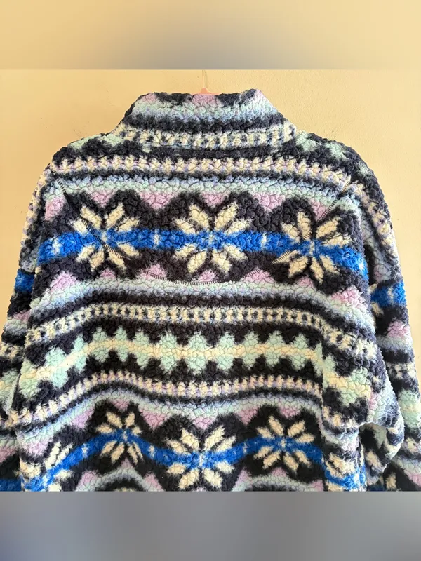 AERIE Hometown‎ Holiday Quarter Zip Oversized Sherpa Pullover, Size Medium - Image 8
