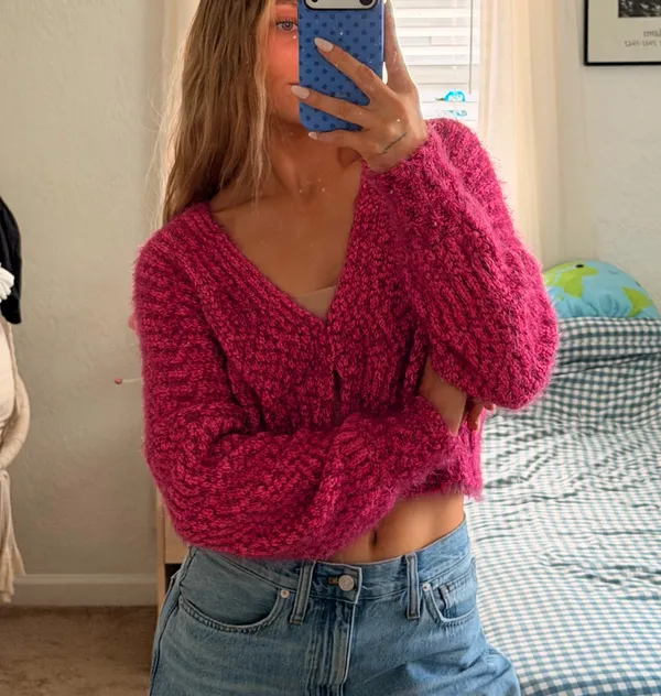 Urban Outfitters Fuzzy Cropped Sweater - Image 3