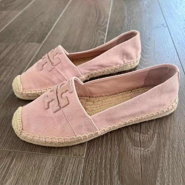 Tory Burch Weston Espadrilles Canvas Flat Seashell Pink Resort Summer Women Sz 7 - Image 6