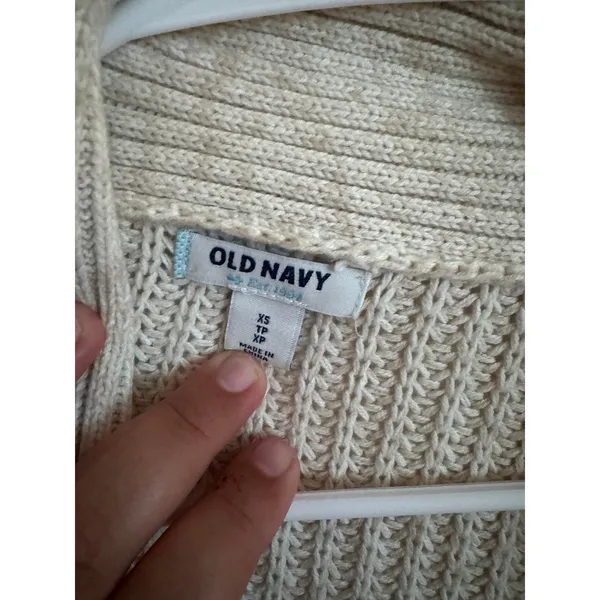 Old Navy Womens Cream Oatmeal Shaker Knit Shawl Collar Open‎ Front Cardigan XS - Image 3