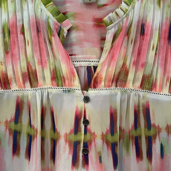 Vintage America Blues Blouse Womens S Multi Boho Peasant Coastal‎ Romantic Artsy - Image 2