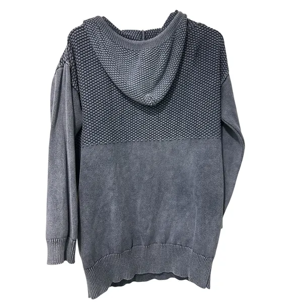 MGirls by Material Girls Blue Waffle Knit Hoodie Y2K Boho Grunge Size M Casual - Image 5