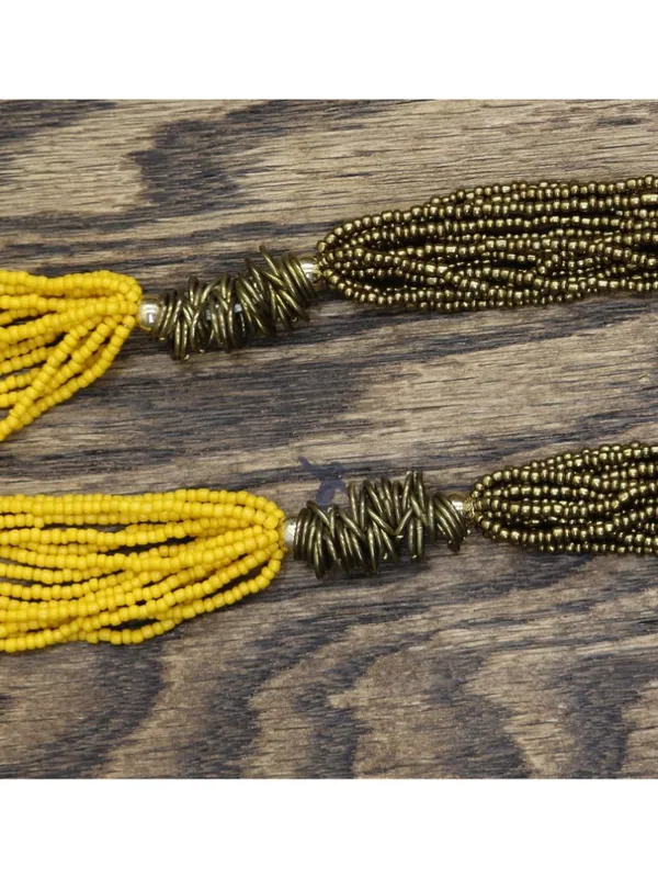 NEW Seed Bead Twisted Wire Cluster Necklace Yellow / Copper Brown 36" + 2" - Image 4