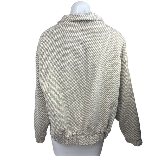 12th Tribe Women's White Wool Long Sleeve Zip Up Collared Outerwear Jacket Sz M - Image 2