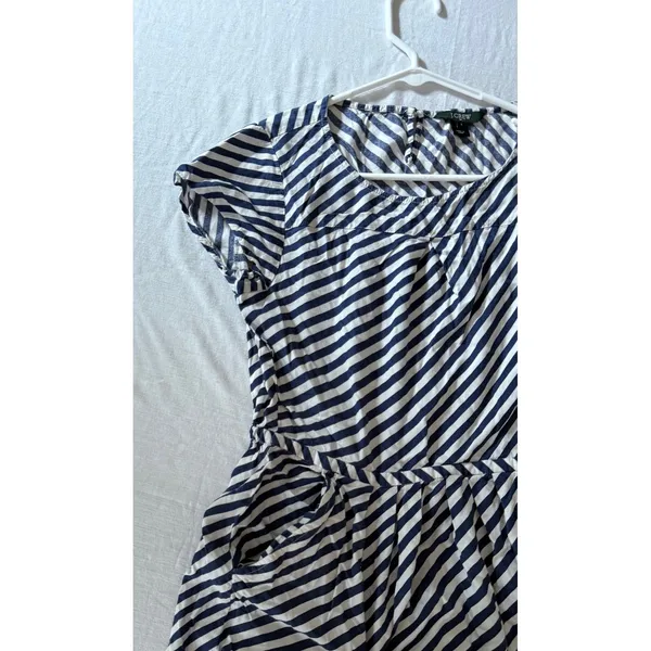 J.Crew Navy Blue White Striped Short Sleeve Pocket‎ Dress Size 2 Nautical Casual - Image 4