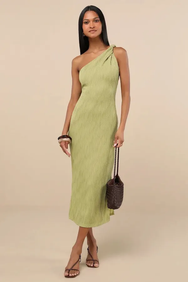 Lulus Dress Midi One-Shoulder - Image 2