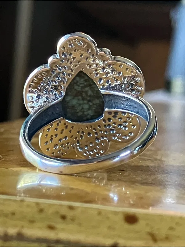 Genuine Turquoise Sterling Silver Ring Size 10.5 Green - Image 4