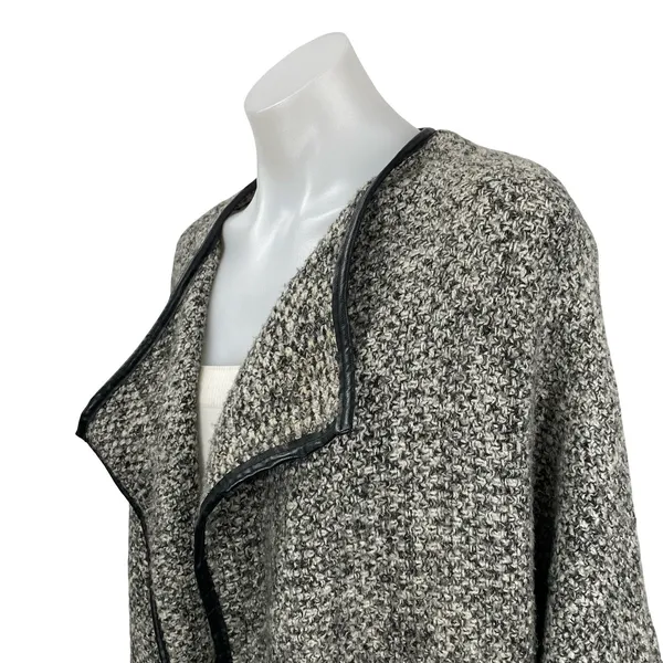 Zara Women's Marled Gray Wool Knit Long Sleeve Cardigan Sweater Coat Jacket Sz M - Image 3