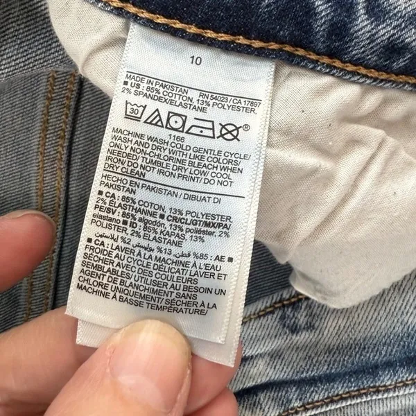 Old Navy High Rise OG Straight Jeans 10 Distressed Medium Wash‎ Raw Hem NWT - Image 6