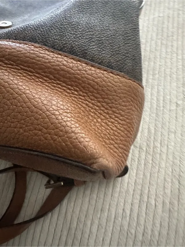 Michael Kors Raven Brown Logo Backpack with Tan Leather Trim - Image 16