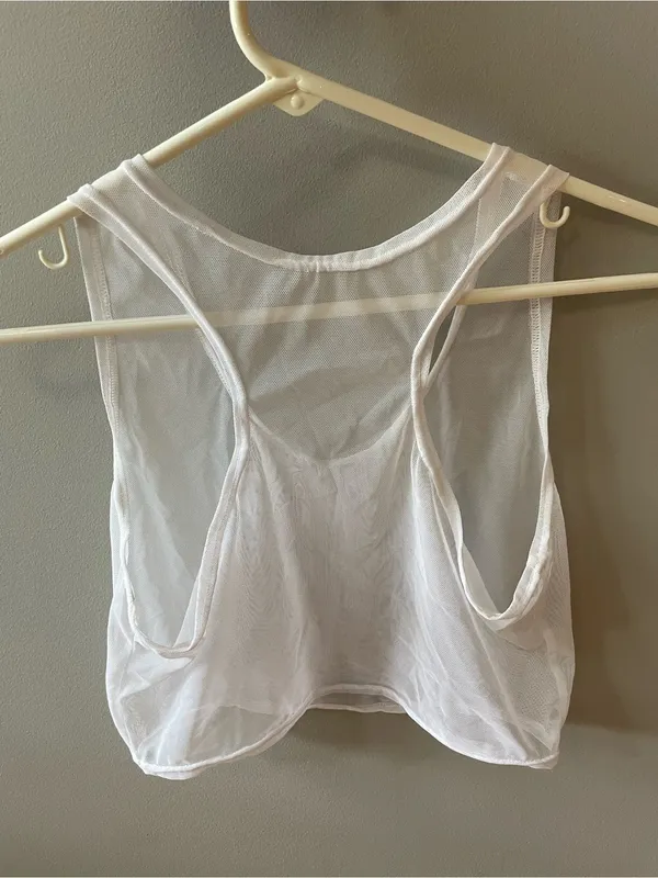 Women's Sheer White Scoop Neck Camisole Tank - Image 2