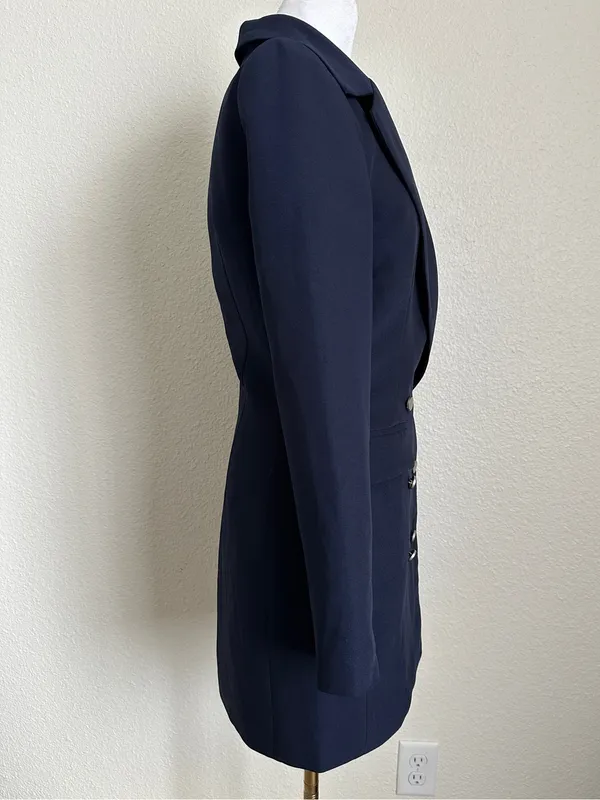 SUPERDOWN NWT Madeline Blazer Double Breasted Blazer Dress in Navy Gold Sz. S - Image 3