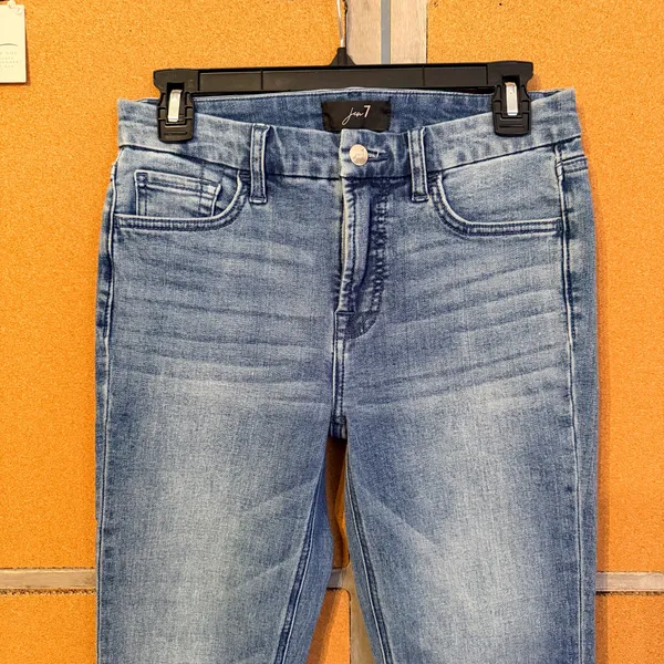 Jen7 By 7 For All Mankind Ankle Straight Jeans Raw Fray Hem Contrast Denim SZ 2 - Image 9