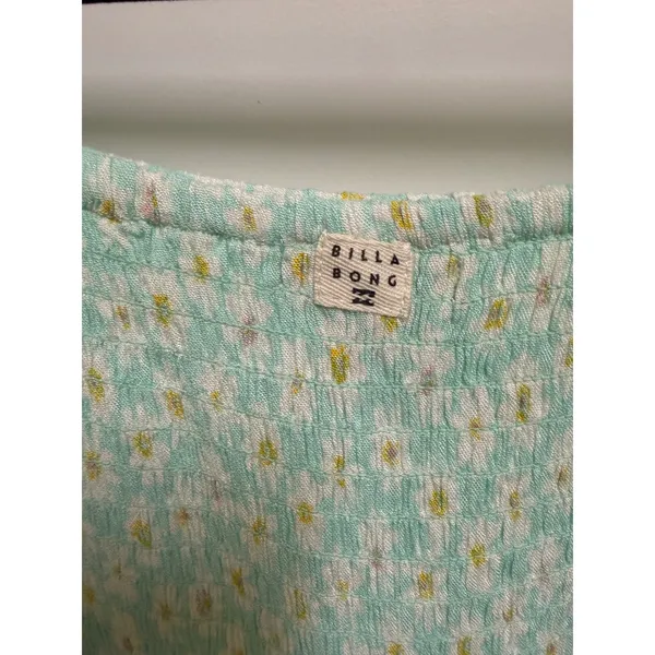 Billabong Mint Green Daisy Floral Smocked Off Shoulder Maxi Dress NWT Size Large - Image 8