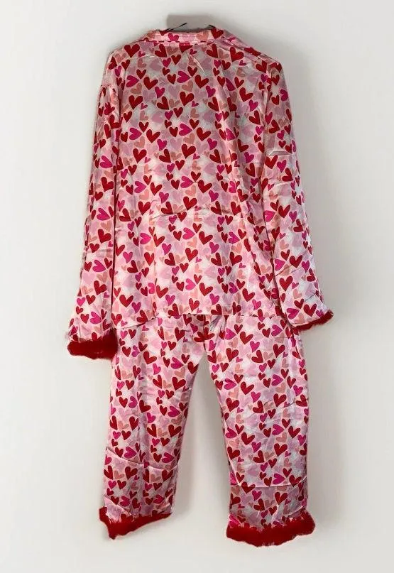 Simply Southern Red and Pink Heart Satin Pajamas size XL - Image 2