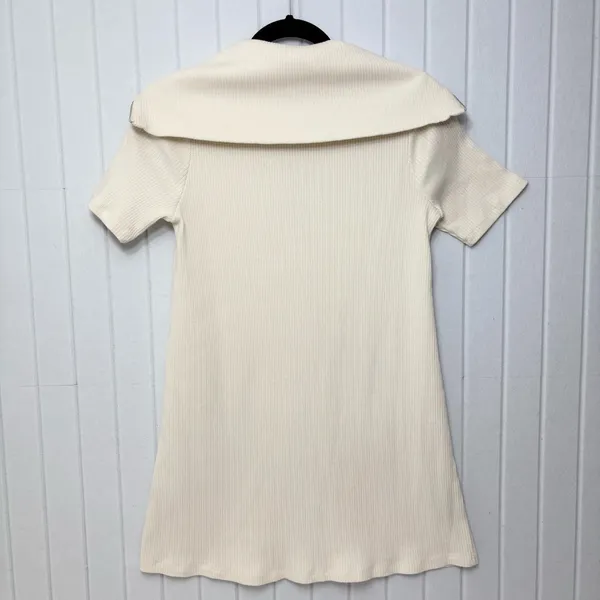 ZARA Sweater Dress Ivory Short Sleeves Quarter Zip Ribbed Knit Size Size M‎ - Image 4