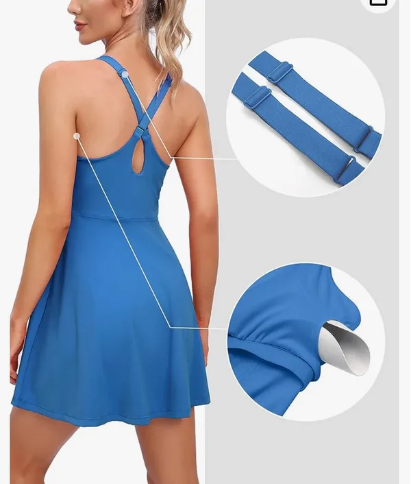 Heathyoga Womens Tennis Dress with Shorts Underneath Workout Dress with Built-in Bra Athletic Dresses Golf Dress Exercise Dress - Image 3