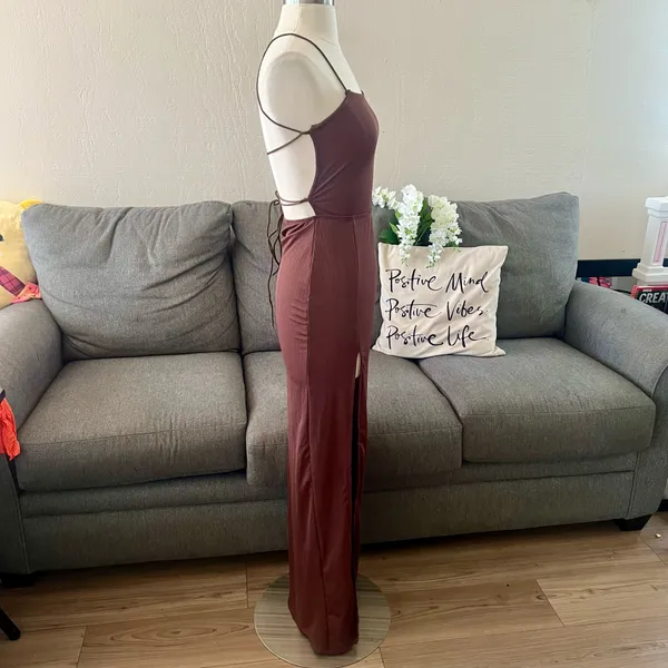 Chocolate Brown Strappy Bodycon Dress - Image 10