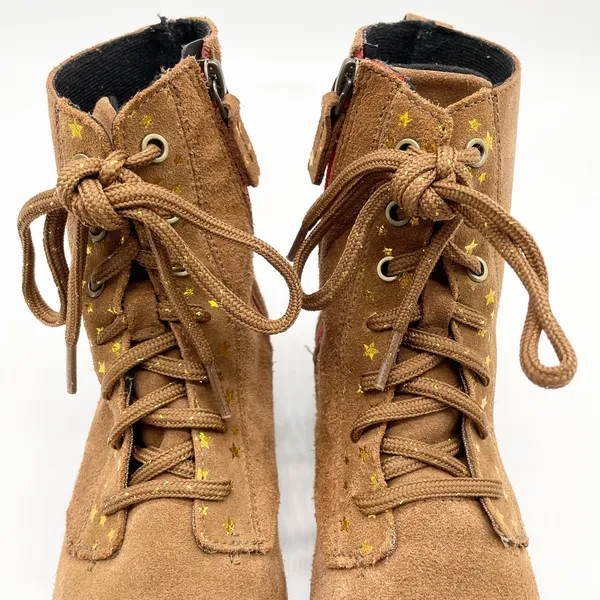 Sorel Emelie‎ Combat Boot Womens 5 Waterproof Suede Gold Stars Boho Fairy Grunge - Image 4